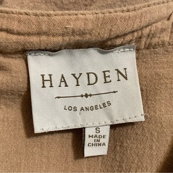 Hayden Tan Gauzy Boho Peasant Dress Size Small Babydoll Neutral Color - Picture 11 of 13